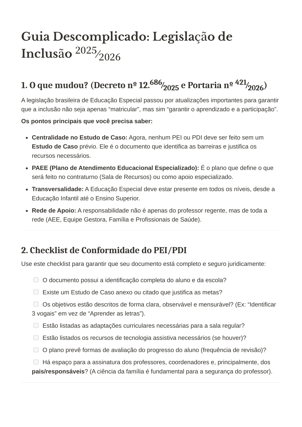 Guia de legislação e checklist de conformidade